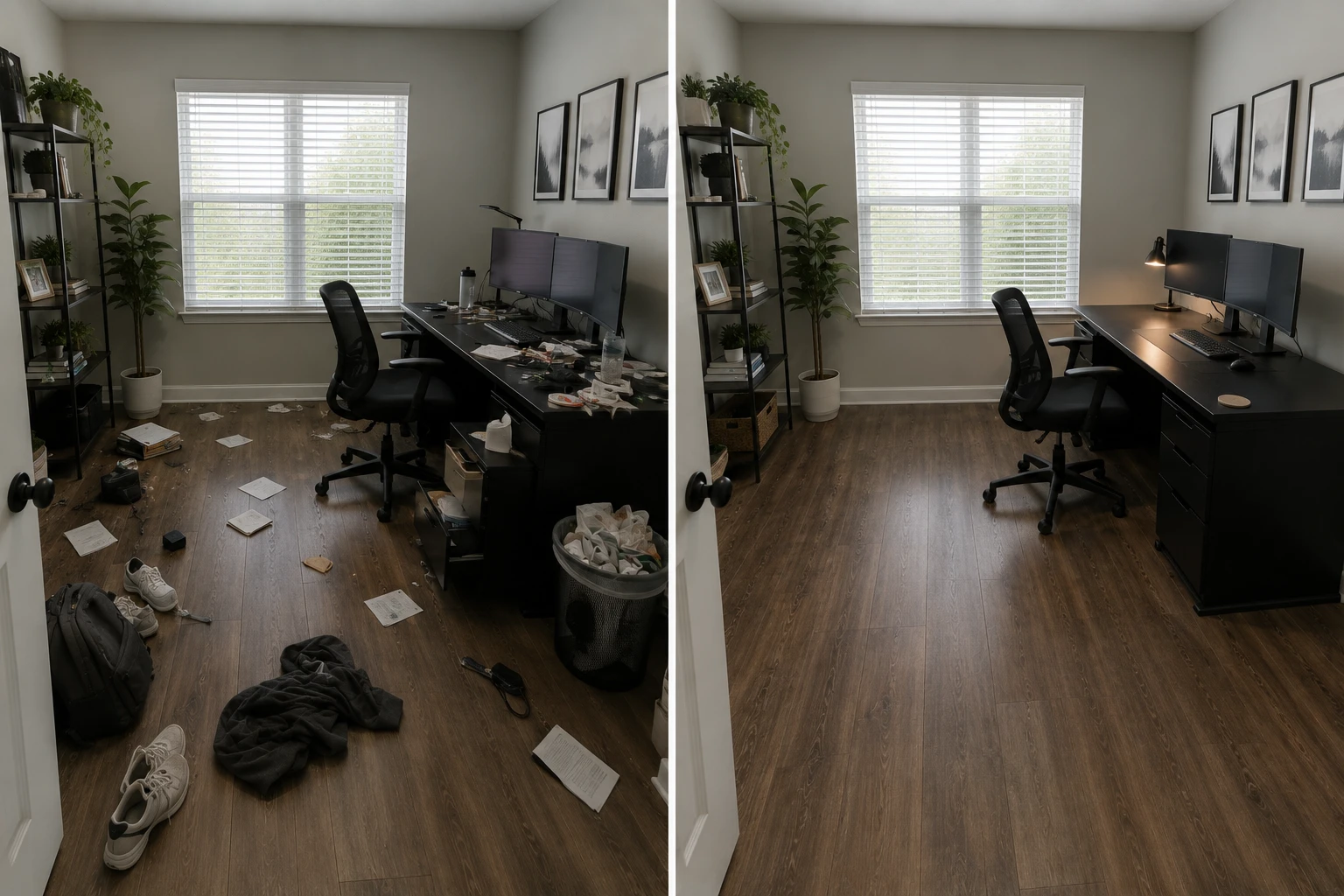 Office cleaning before and after