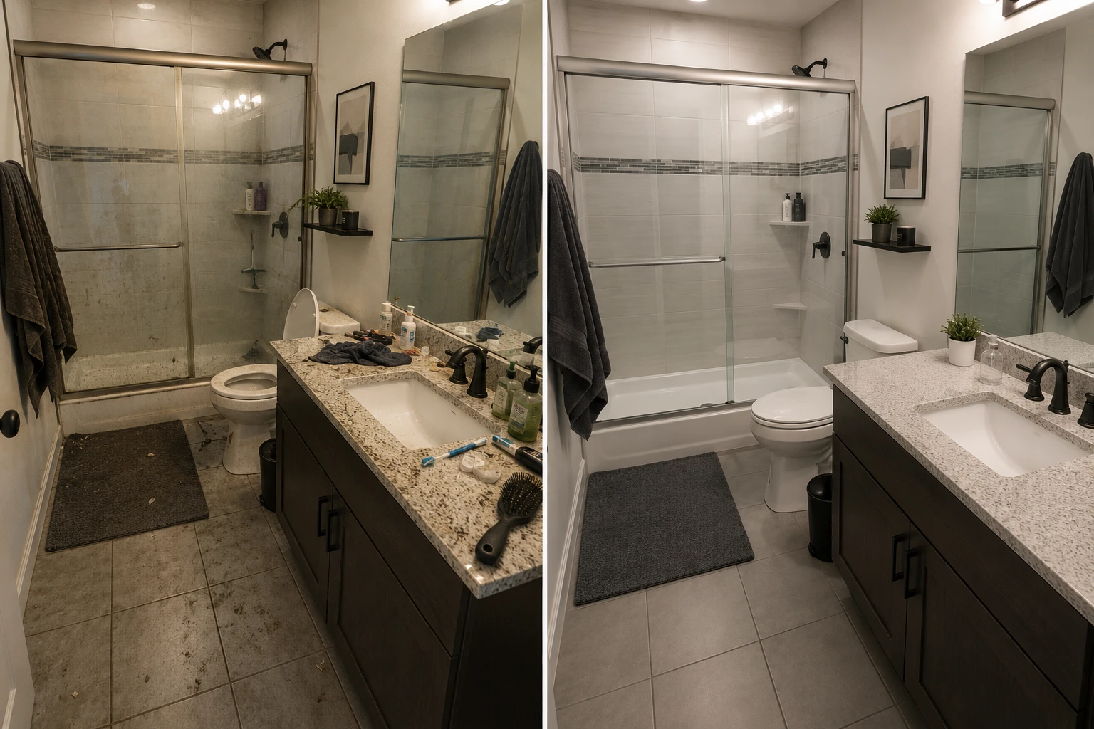Bathroom deep cleaning before and after