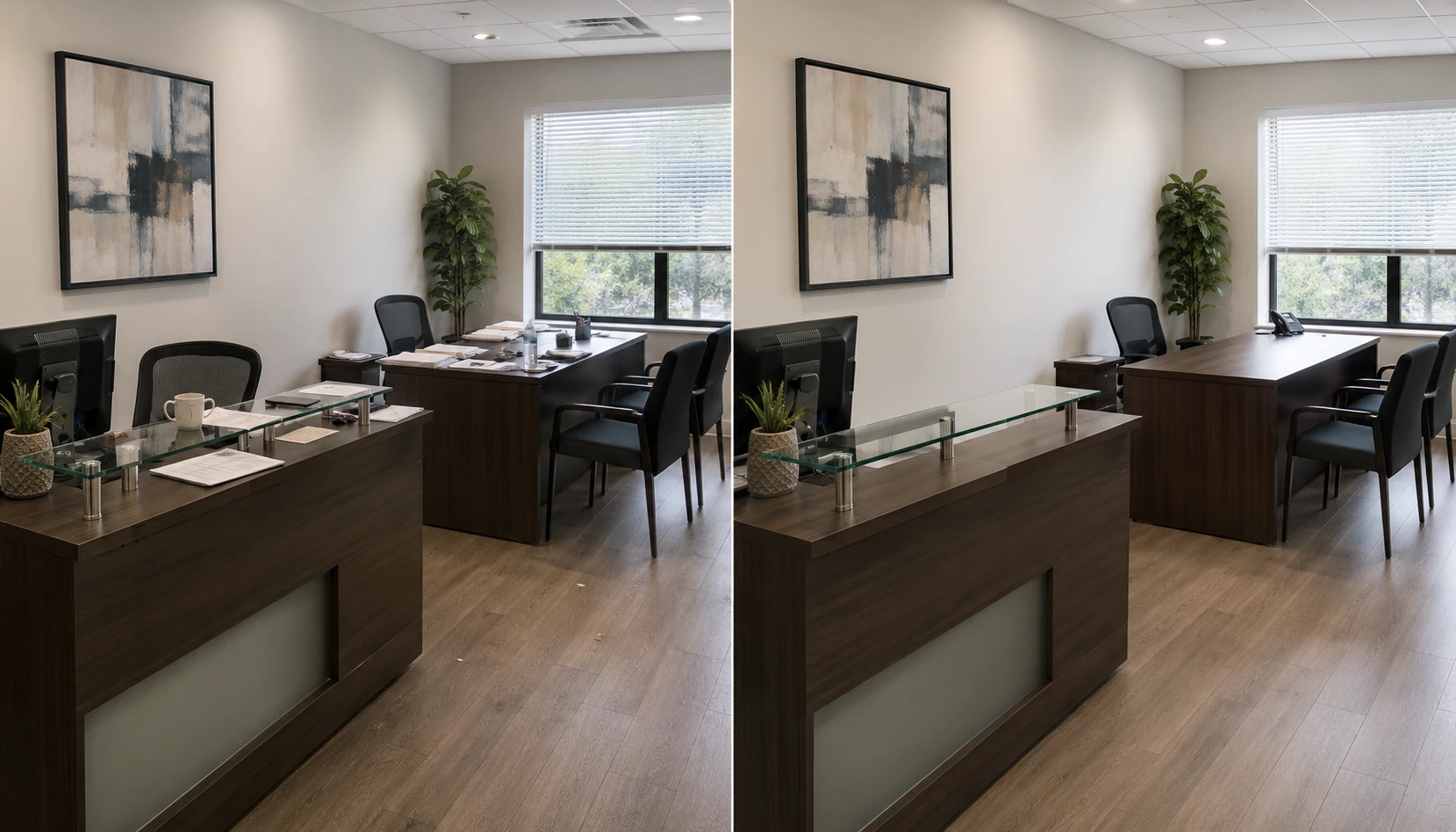 Commercial office before and after cleaning