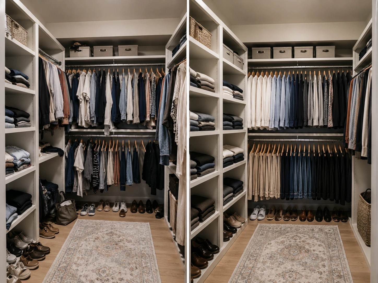 Closet organization before and after