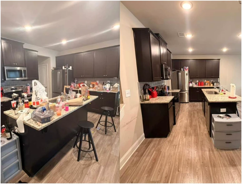 Detailed kitchen deep cleaning before and after