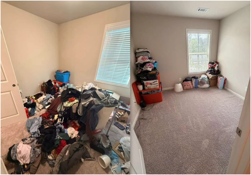 Clothing organization before and after