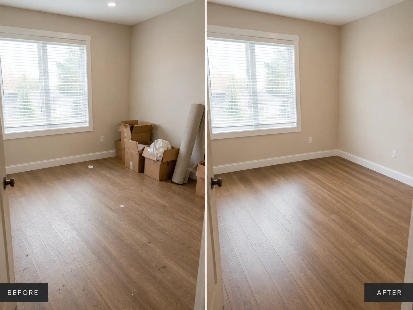 Empty room cleaning before and after